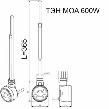 Терморегулятор Terma MOA 600W с вилкой черный матовый