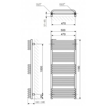 Полотенцесушитель электрический Terma Pola 1180x500 белый матовый