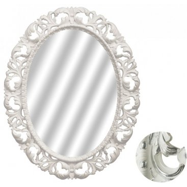 Зеркало овальное Tessoro Isabella TS-10210-W/S с фацетом, белый глянец с серебром