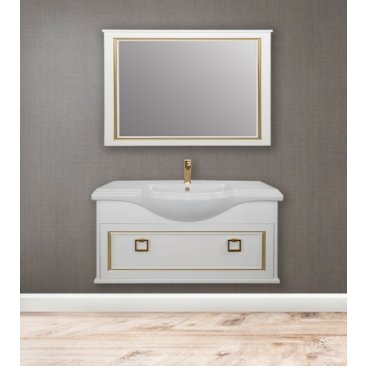 Мебель для ванной подвесная Tessoro Foster 120 белая с патиной золото