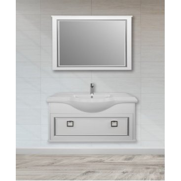 Мебель для ванной подвесная Tessoro Foster 120 белая с патиной серебро
