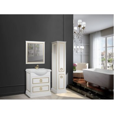 Мебель для ванной напольная Tessoro Foster 65 белая с патиной золото