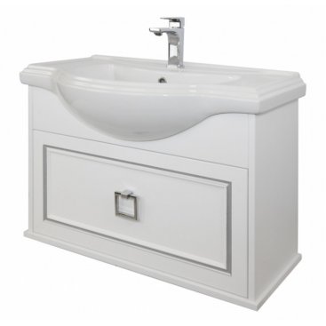 Мебель для ванной подвесная Tessoro Foster 80 белая с патиной серебро