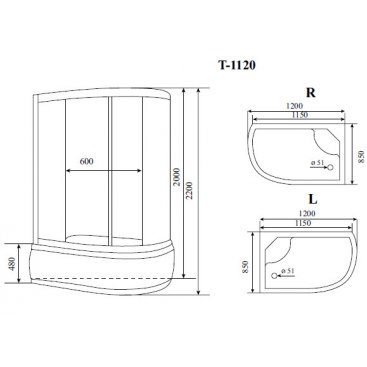 Душевая кабина Timo T-1120 P R