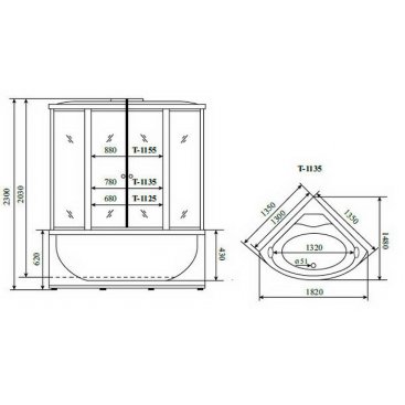 Душевой бокс Timo T-1135