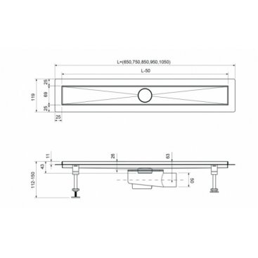 Душевой лоток двухсторонний Timo Drain System DS230209/01