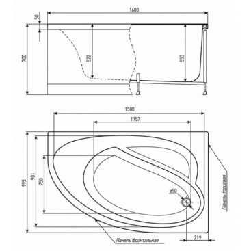 Ванна акриловая Timo Iva 160x100 L