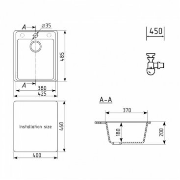 Мойка кухонная Ulgran Quartz Forte 425-04