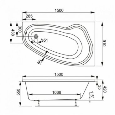 Ванна Vagnerplast Avona 150x91