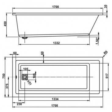 Ванна Vagnerplast Cavallo 170x75