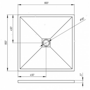 Поддон из искусственного камня Veconi Tezeo wood TZW-20B 90x90