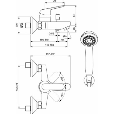 Смеситель для ванны Vidima Fine BA388AA