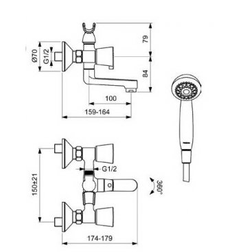 Смеситель для ванны Vidima Quadro BA344AA