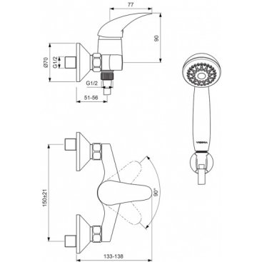 Смеситель для душа Vidima Orion BA003AA