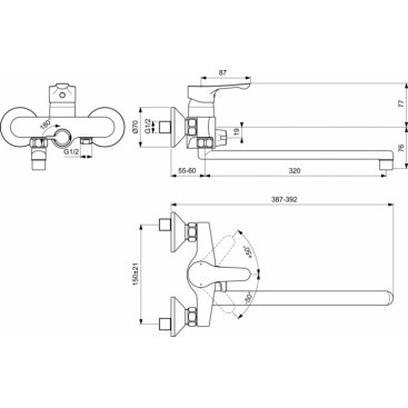 Смеситель для ванны Vidima Wave BA417AA