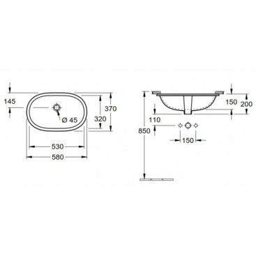 Раковина встраиваемая Villeroy&Boch O'Novo 41625001