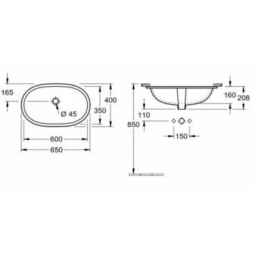 Раковина встраиваемая Villeroy&Boch O'Novo 41626001 65х40 см