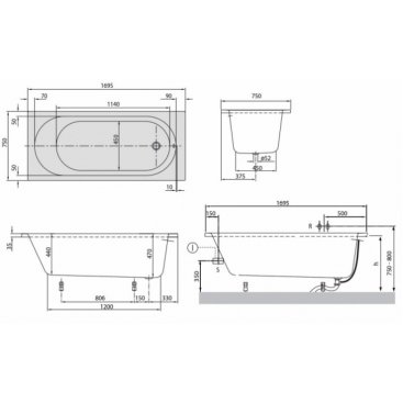 Ванна акриловая Villeroy&Boch O'Novo 170x75