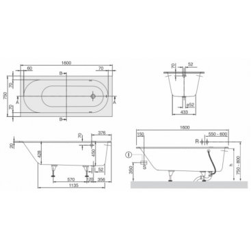 Ванна Villeroy&Boch Oberon 160x75