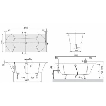 Ванна Villeroy&Boch Pavia 170x75