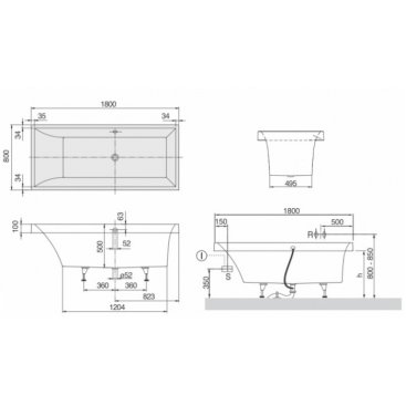 Ванна Villeroy&Boch Squaro 180x80