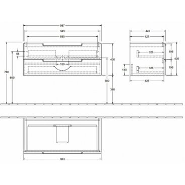 Мебель для ванной Villeroy&Boch Subway 2.0 100 Oak Graphite