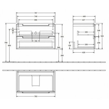 Мебель для ванной Villeroy&Boch Subway 2.0 80 Oak Graphite