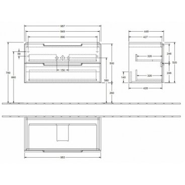 Мебель для ванной Villeroy&Boch Subway 2.0 XL 100 Oak Graphite