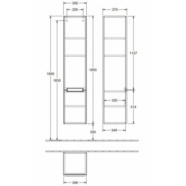 Пенал Villeroy&Boch Subway 2.0 Oak Graphite