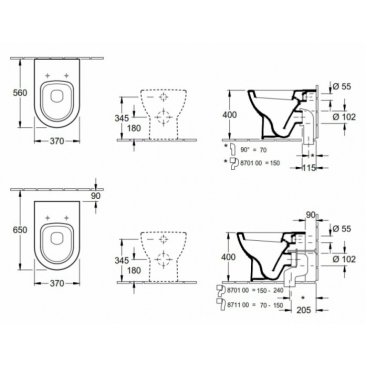 Унитаз приставной Villeroy&Boch Subway 660710R1