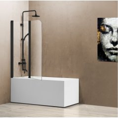 Шторка на ванну Vincea VSB-12 114 см черная стекло прозрачное