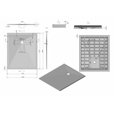 Поддон из искусственного камня Vincea VST-4SR 120x100 антрацит