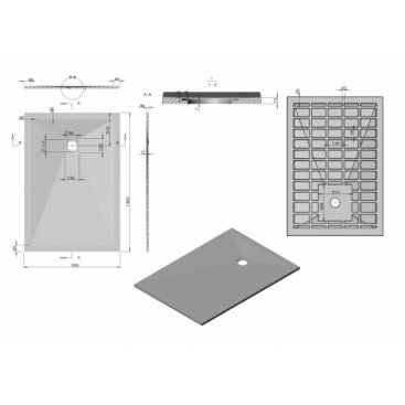 Поддон из искусственного камня Vincea VST-4SR 130x90 серый