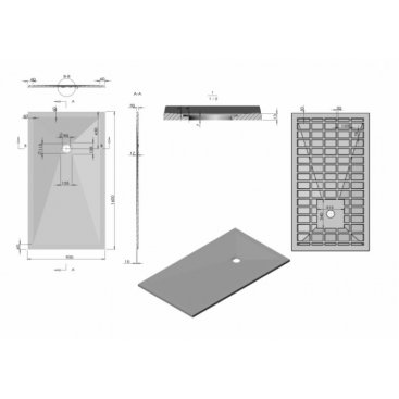 Поддон из искусственного камня Vincea VST-4SR 160x90 серый