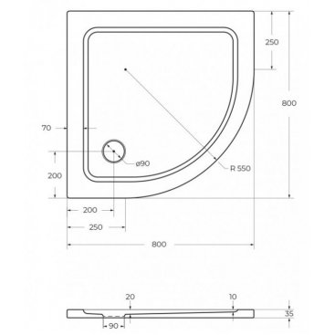 Душевой уголок Vincea City VSQ-5CT800CL 80x80 с композитным поддоном TRAY-M-R-80-550-35-W