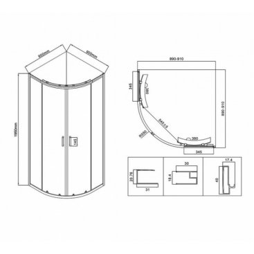 Душевой уголок Vincea City VSQ-5CT900CL 90x90 с композитным поддоном TRAY-M-R-90-550-35-W