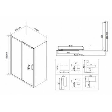 Душевой уголок Vincea City VSR-5CT 110x90 прозрачный Black