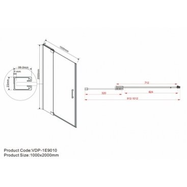 Душевая дверь Vincea Extra VDP-1E 90-100 вороненая сталь