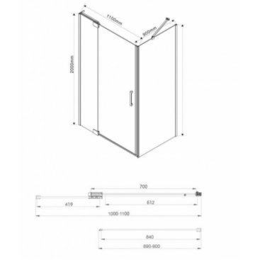 Душевой уголок Vincea Extra VSR-1E 100/110x90 прозрачный Black