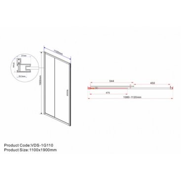 Душевая дверь Vincea Garda VDS-1G 110 см вороненая сталь