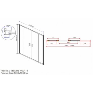 Душевая дверь Vincea Garda VDS-1G2 170 см стекло прозрачное