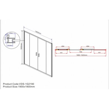 Душевая дверь Vincea Garda VDS-1G2 190 см стекло шиншилла