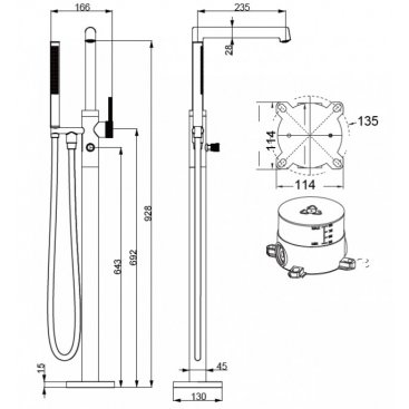 Смеситель для ванны Vincea Rim VTF-2RMCH