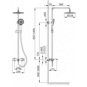 Душевая стойка Vincea Rondo VSFS-1R1GM