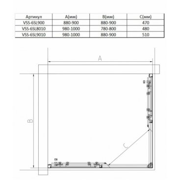 Душевой уголок Vincea Slim 8mm VSS-6SL 90x90 хром