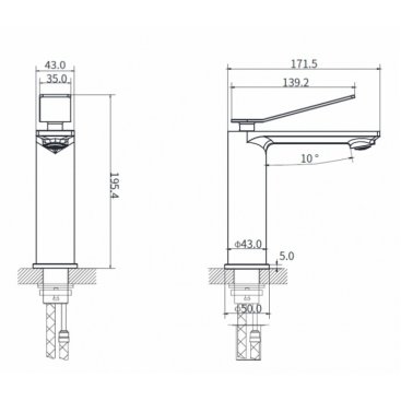 Смеситель для раковины Vincea Verse VBF-2VE1MB