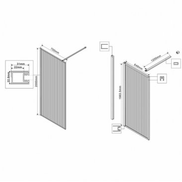 Душевая перегородка Vincea Walk-In VSW-1HP 70 см Black