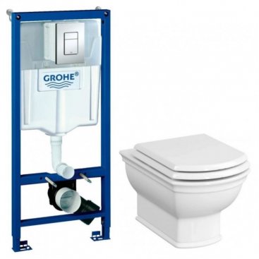 Комплект Grohe Rapid SL 38772001 + Vitra Valarte 7805B003-0075 + Grohe Skate Cosmopolitan 38732000 хром глянцевый