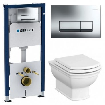 Комплект Geberit Duofix 458.128.21.1 + Vitra Valarte 7805B003-0075 + Geberit Delta 51 115.105.21.1 хром глянцевый