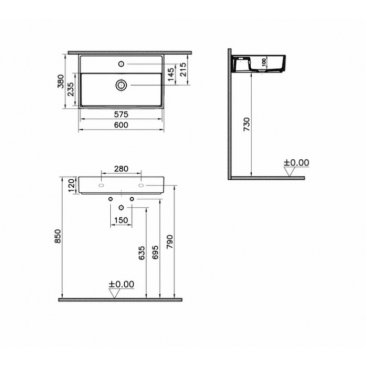 Раковина Vitra ArchiPlan 7401B003-0001